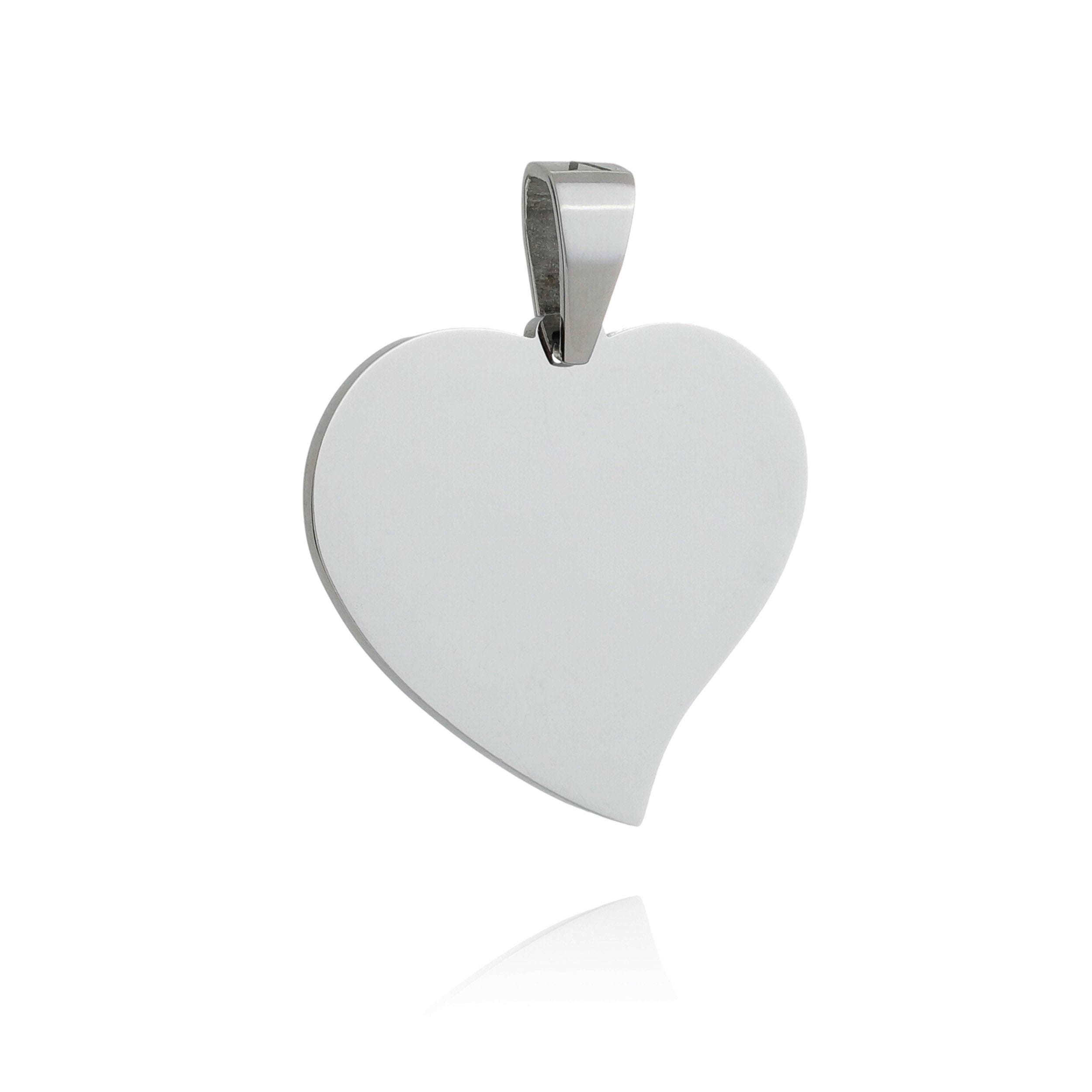 Engravable Curved Heart Pendant - Premium