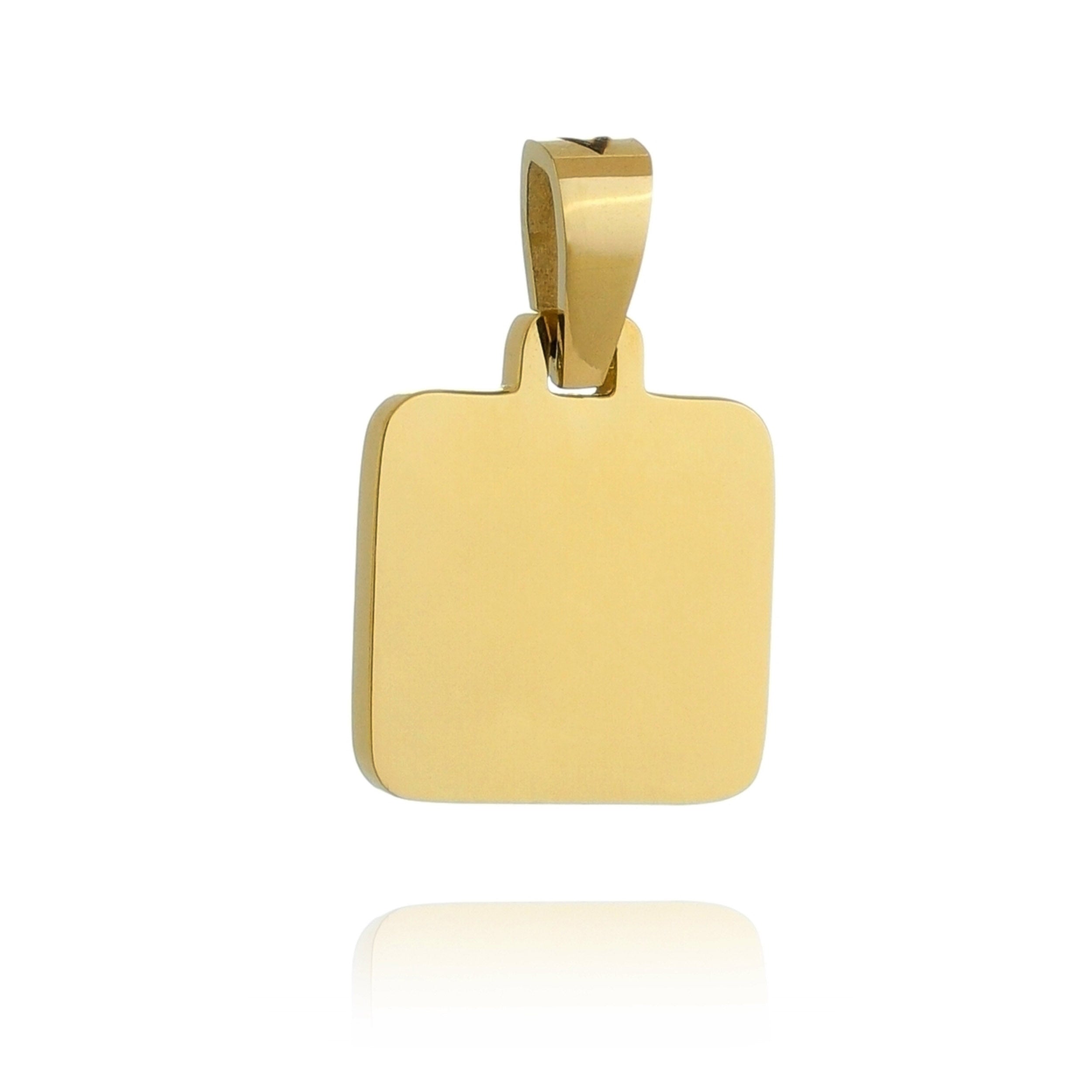 Engravable Square Pendent - Premium. We offer in both 18k Gold and Stainless Steel.
