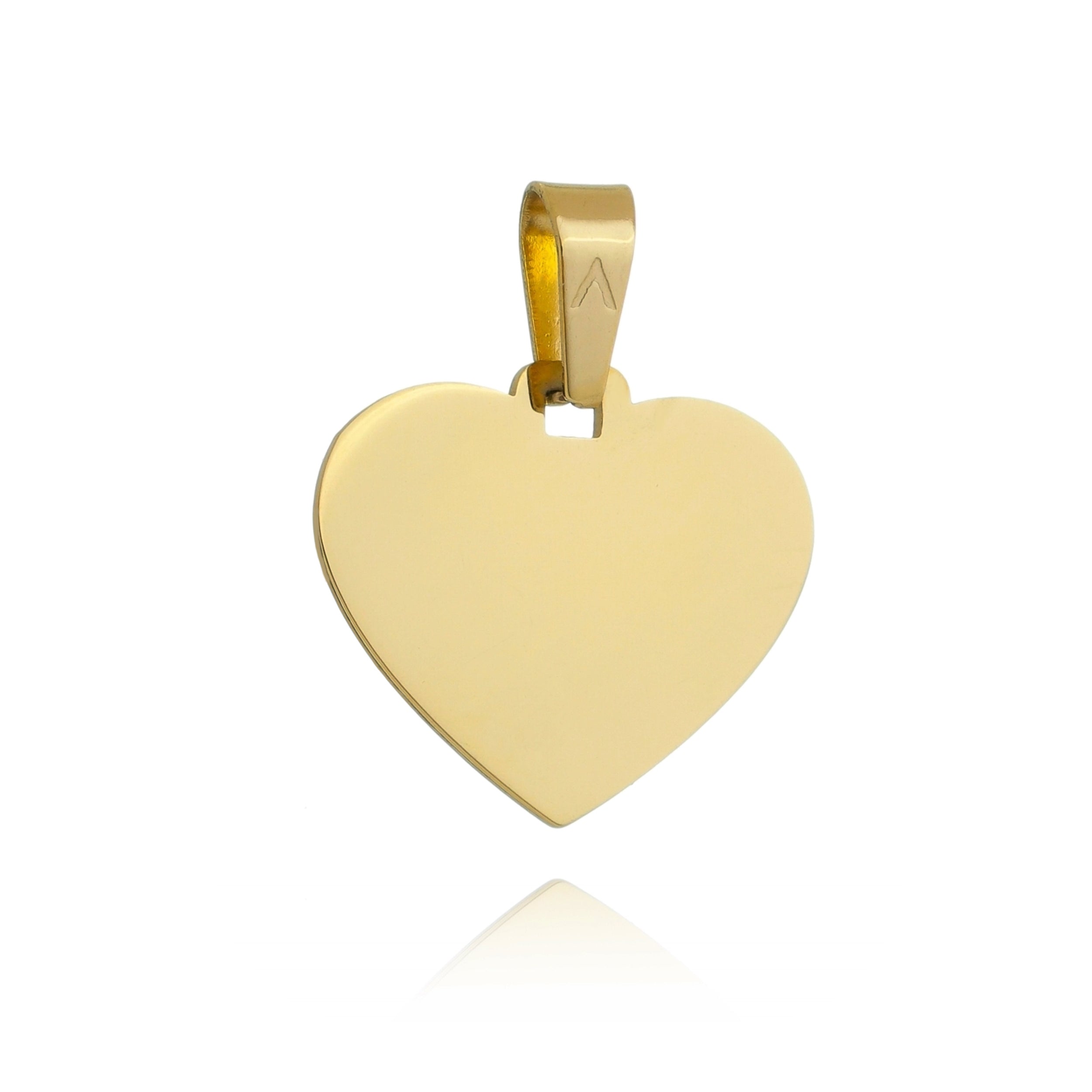 18k Gold Stainless Steel Engravable Heart Pendant - Basic