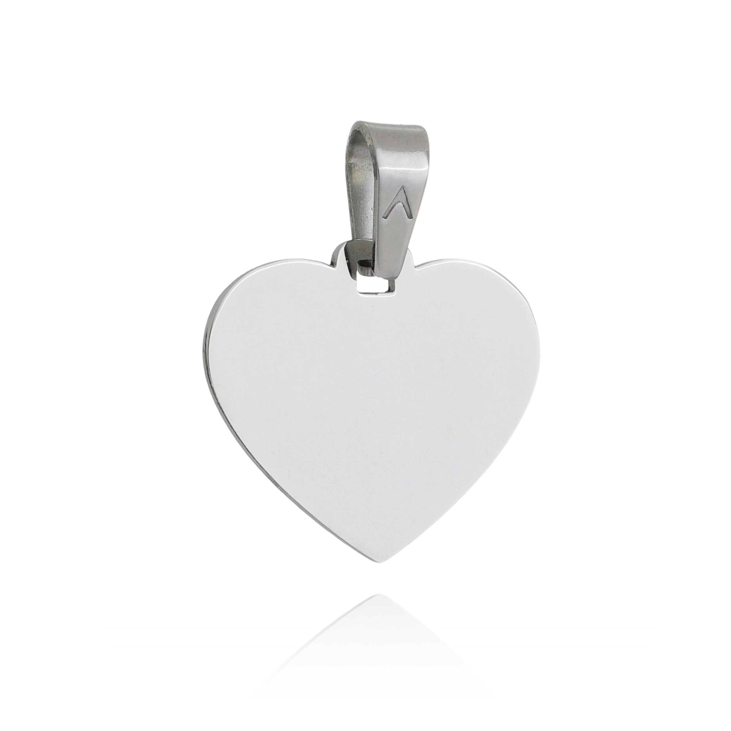 Stainless Steel Engravable Heart Pendant - Basic