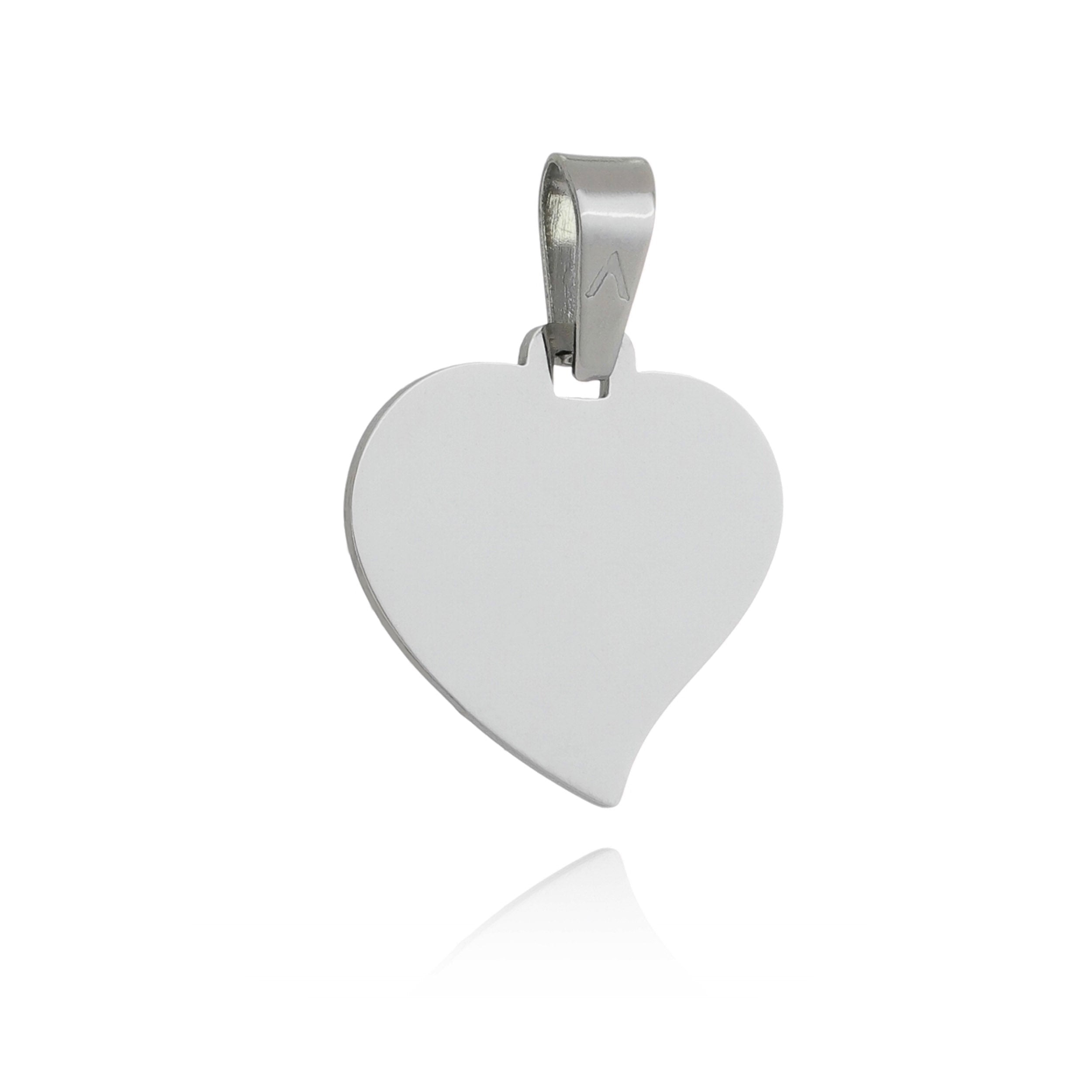 Stainless Steel Engravable Curved Heart Pendant - Basic