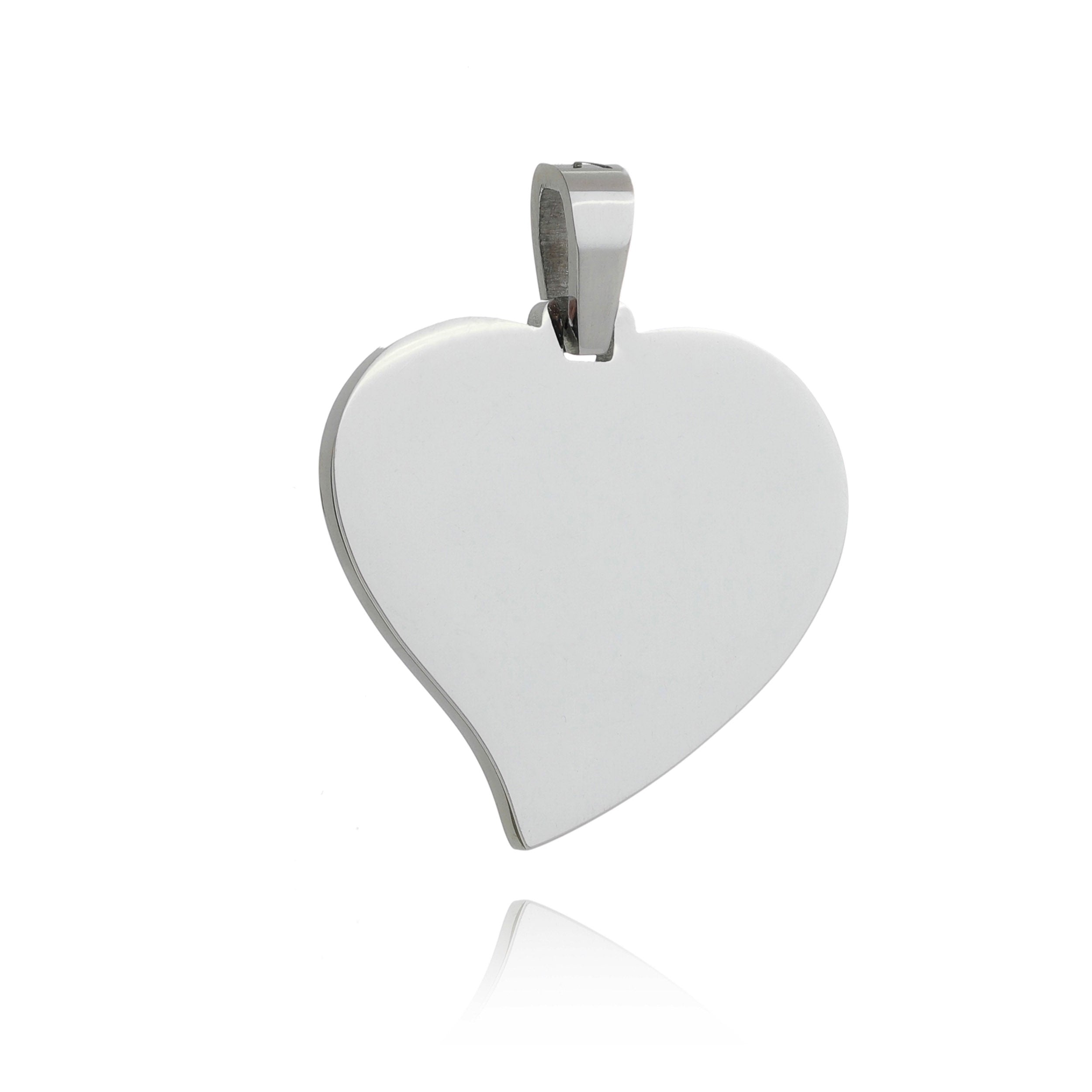 Stainless Steel Engravable Curved Heart Pendent - Premium
